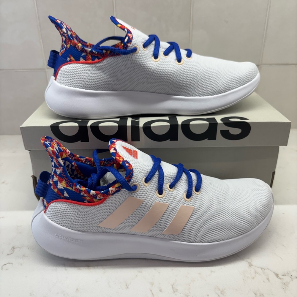 Adidas Kids Sneakers - White, Blue, and Pink